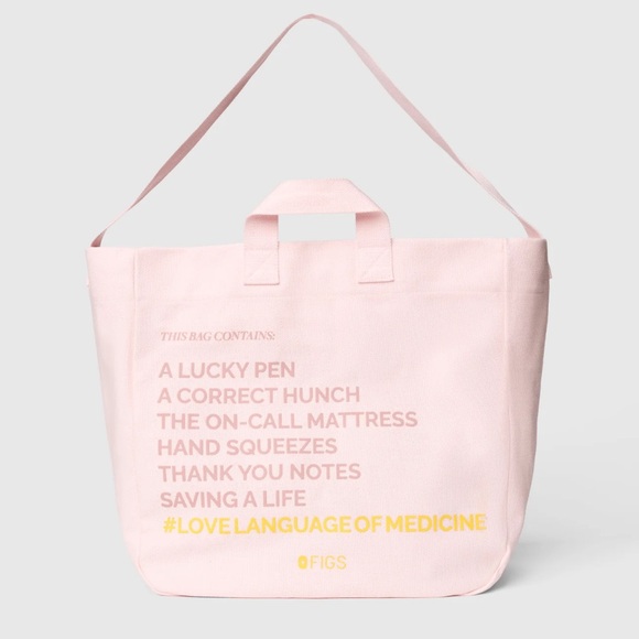 Figs Handbags - NWT: Figs LIMITED EDITION
Light Pulmonary Pink Valentine's Graphic Tote